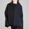 Outlet Evie Lou Two-Tone Top, Black/Midnight