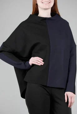 Outlet Evie Lou Two-Tone Top, Black/Midnight