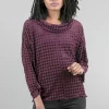 Sale Evie Lou Velvet Mesh Houndstooth Cowl, Plum