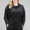 Fashion Evie Lou Velvet Mesh Houndstooth Cowl, Black