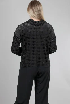 Fashion Evie Lou Velvet Mesh Houndstooth Cowl, Black