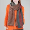 Clearance Evie Lou Velvet/Silk Scarf, Tan/Red Stripe