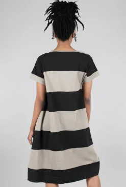 Best Evie Lou Vertical Stripes Knit Dress, Ash/Black