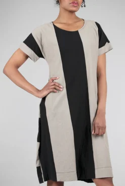 Best Evie Lou Vertical Stripes Knit Dress, Ash/Black