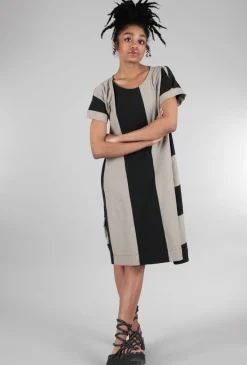 Best Evie Lou Vertical Stripes Knit Dress, Ash/Black