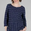 New Evie Lou Vineyard Stripe Boatneck, Navy