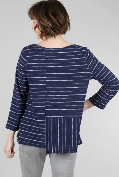 New Evie Lou Vineyard Stripe Boatneck, Navy