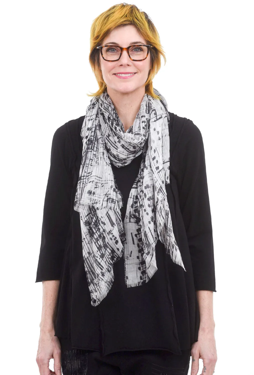 Cheap Evie Lou Vintage Artisan Scarf, Music Notes/Black/White
