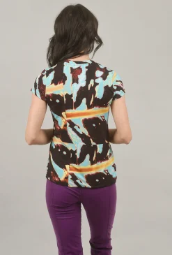 Cheap Evie Lou Viscose V Tee, Purple Print