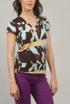 Cheap Evie Lou Viscose V Tee, Purple Print