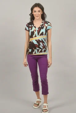 Cheap Evie Lou Viscose V Tee, Purple Print