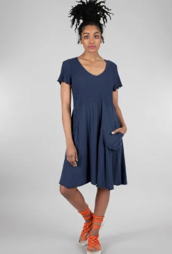 Fashion Evie Lou V-Neck Combo Tee Dress, Navy Ink