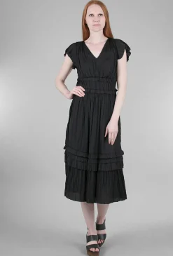 Best Sale Evie Lou V-Neck Tiered Dress, Black