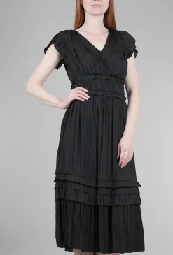 Best Sale Evie Lou V-Neck Tiered Dress, Black