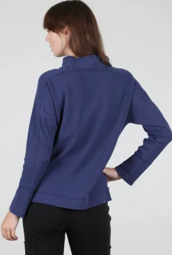 Best Evie Lou Waffle-Knit Mock Top, Navy