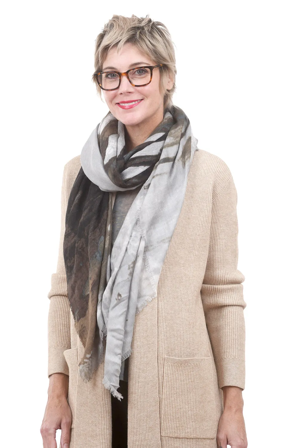 Discount Evie Lou Watercolor Tissue Scarf, Silver