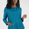 Best Sale Evie Lou Waterfall Knit Cowl Top, Teal