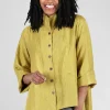 Clearance Evie Lou Wave Stitch Silk Jacket, Mustard