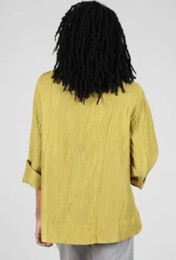 Clearance Evie Lou Wave Stitch Silk Jacket, Mustard