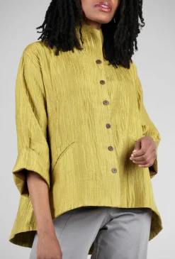 Clearance Evie Lou Wave Stitch Silk Jacket, Mustard