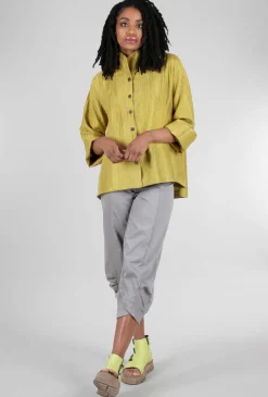 Clearance Evie Lou Wave Stitch Silk Jacket, Mustard