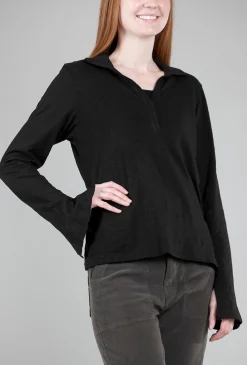 Cheap Evie Lou Wilt Collar Placket Tee, Black