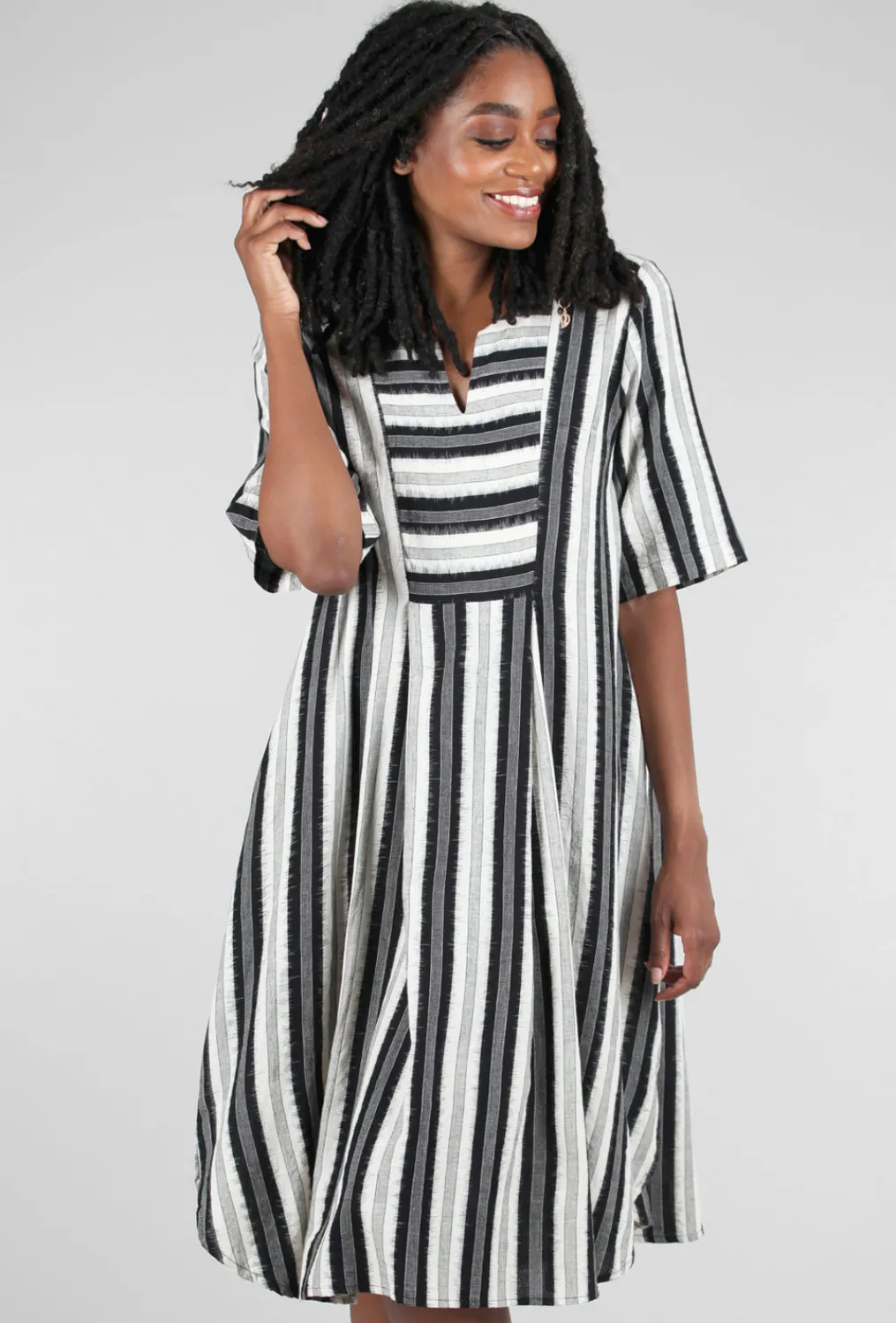 Online Evie Lou Woven Stripe Breeze Dress, Black