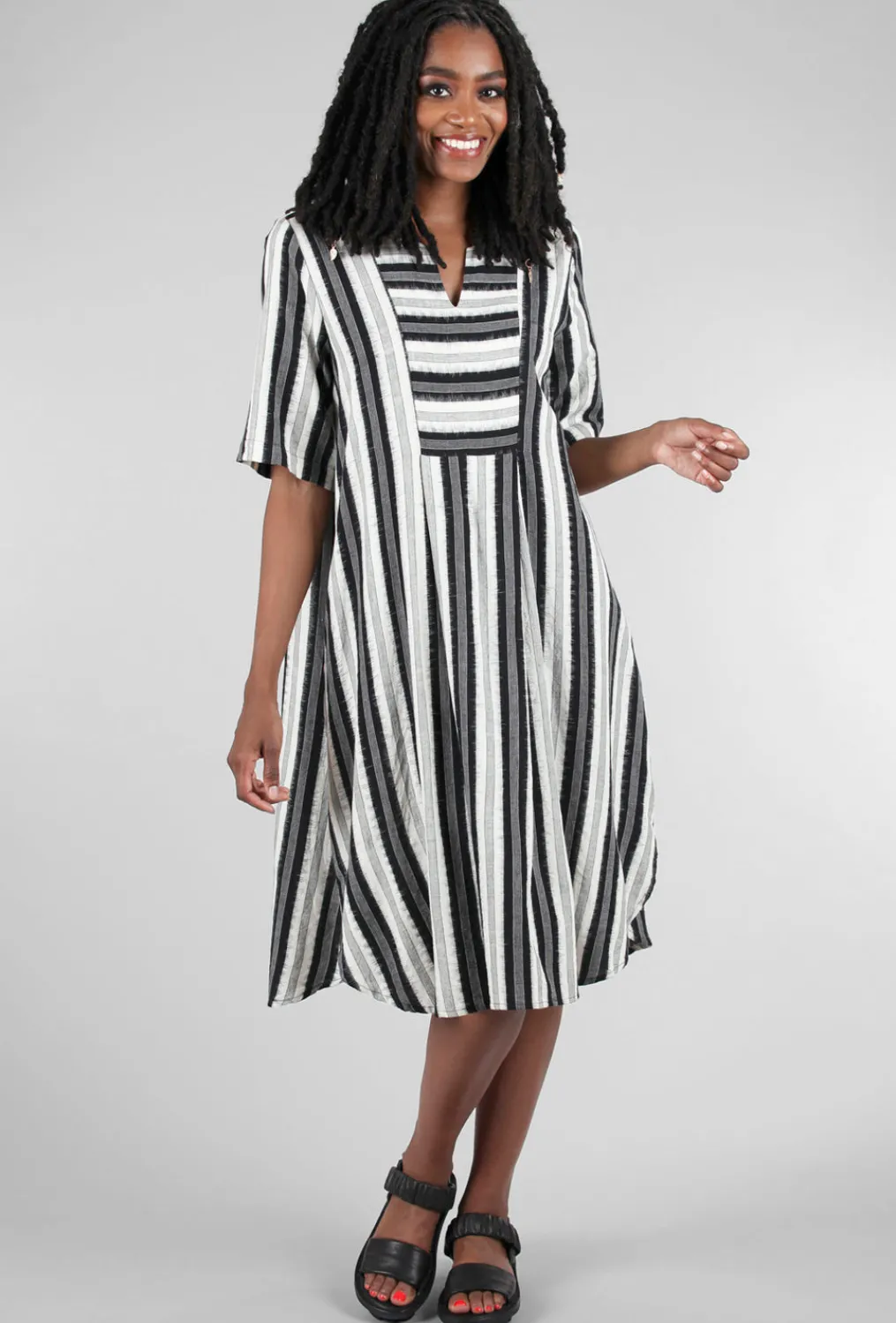Online Evie Lou Woven Stripe Breeze Dress, Black