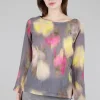 Store Evie Lou Yume Flower Blouse, Gray Multi