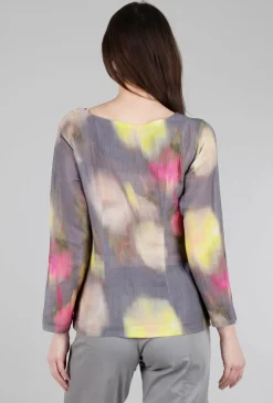 Store Evie Lou Yume Flower Blouse, Gray Multi