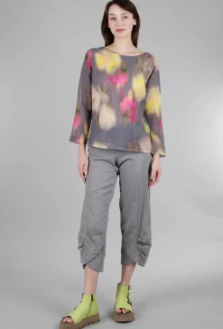 Store Evie Lou Yume Flower Blouse, Gray Multi