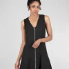 Clearance Evie Lou Zip Linen Marta Dress, Black