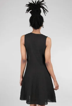 Clearance Evie Lou Zip Linen Marta Dress, Black