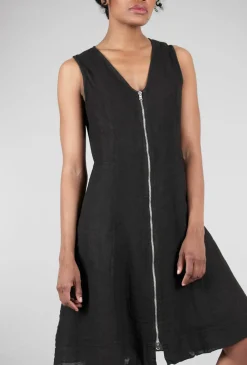 Clearance Evie Lou Zip Linen Marta Dress, Black