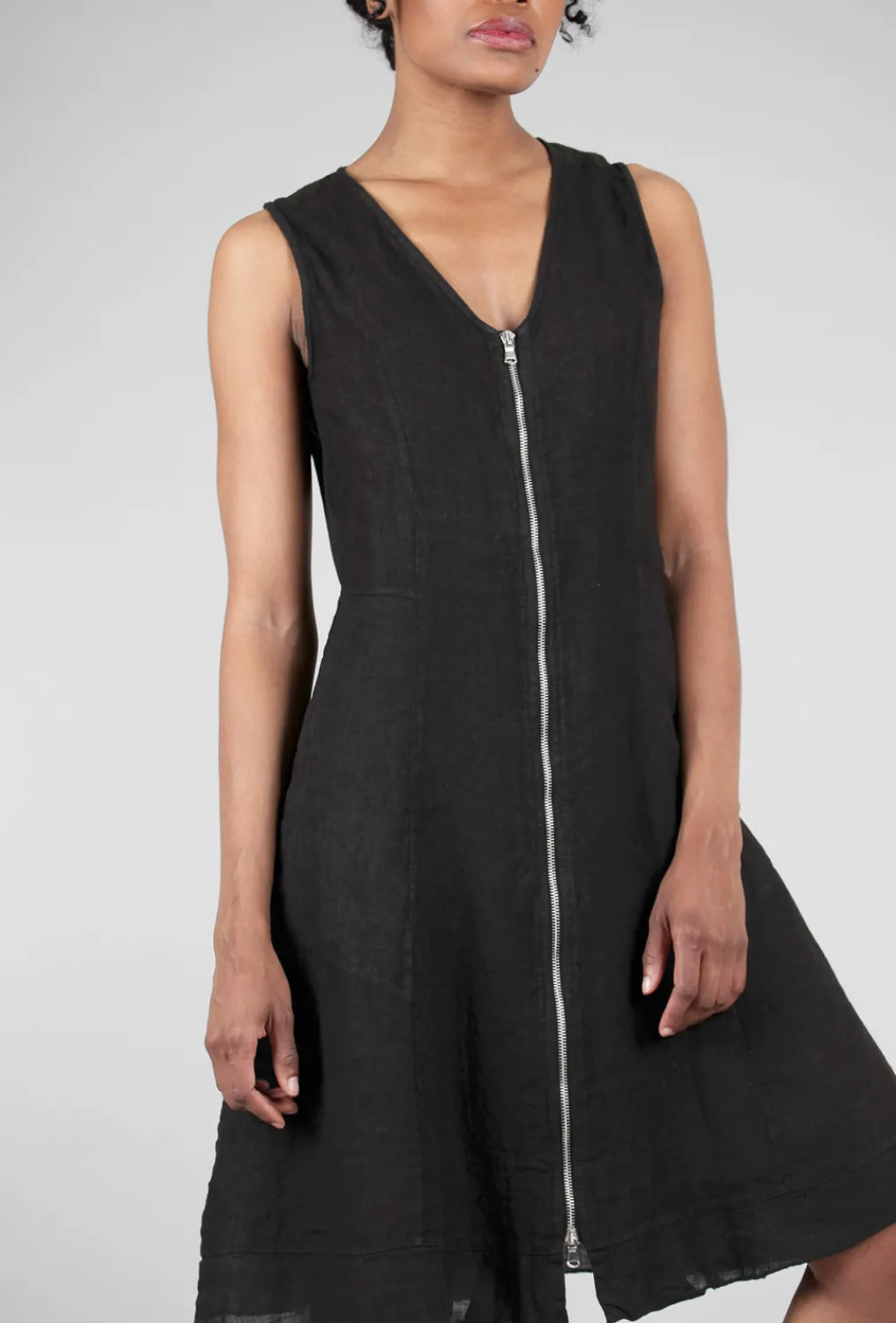 Clearance Evie Lou Zip Linen Marta Dress, Black